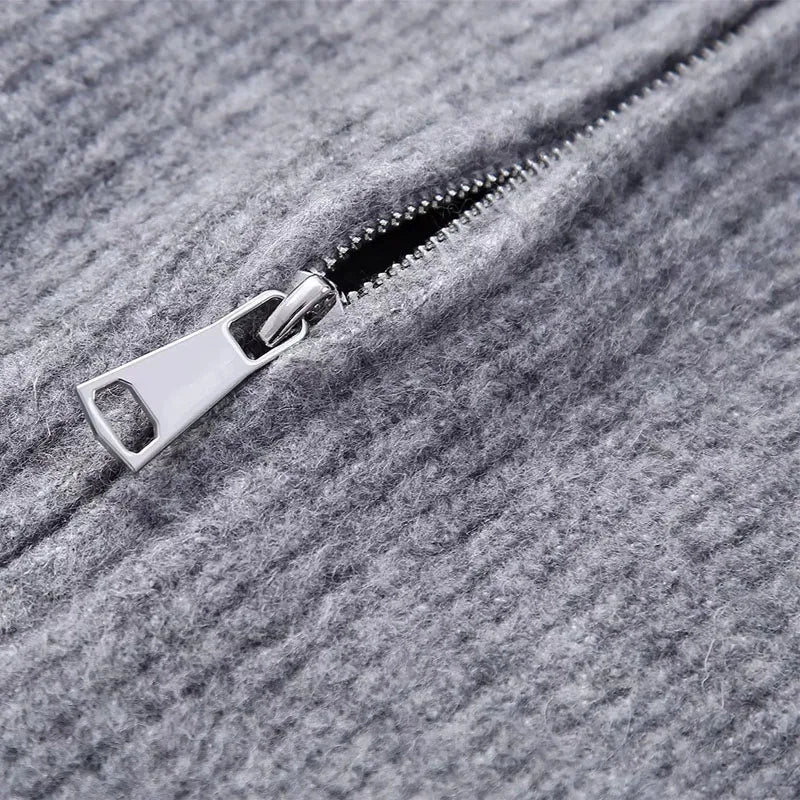 Zip-Up Chunky Knit Jacket