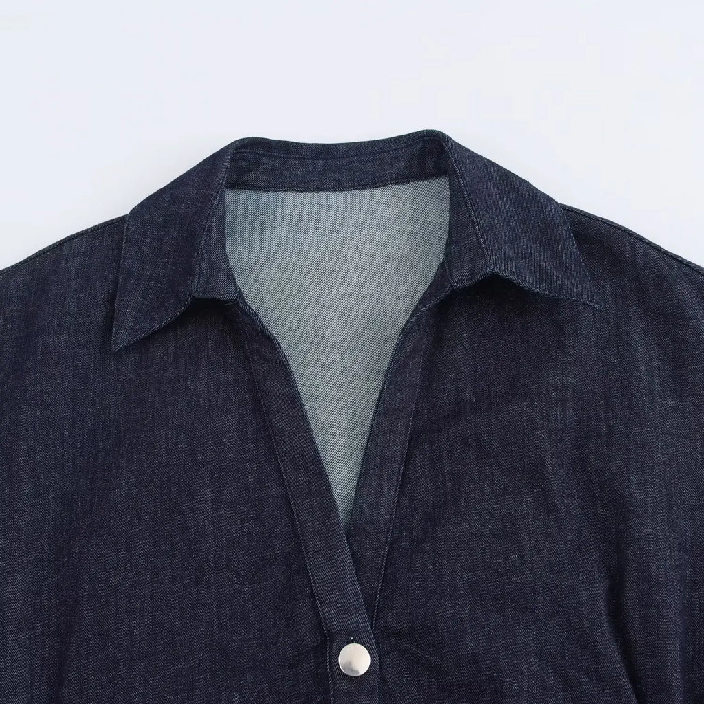 Button-Down Denim Midi Dress