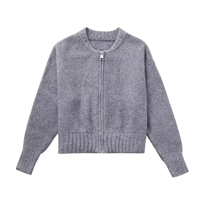 Zip-Up Chunky Knit Jacket