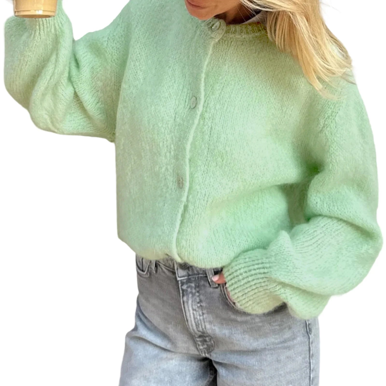 Fuzzy Button-Up Cardigan