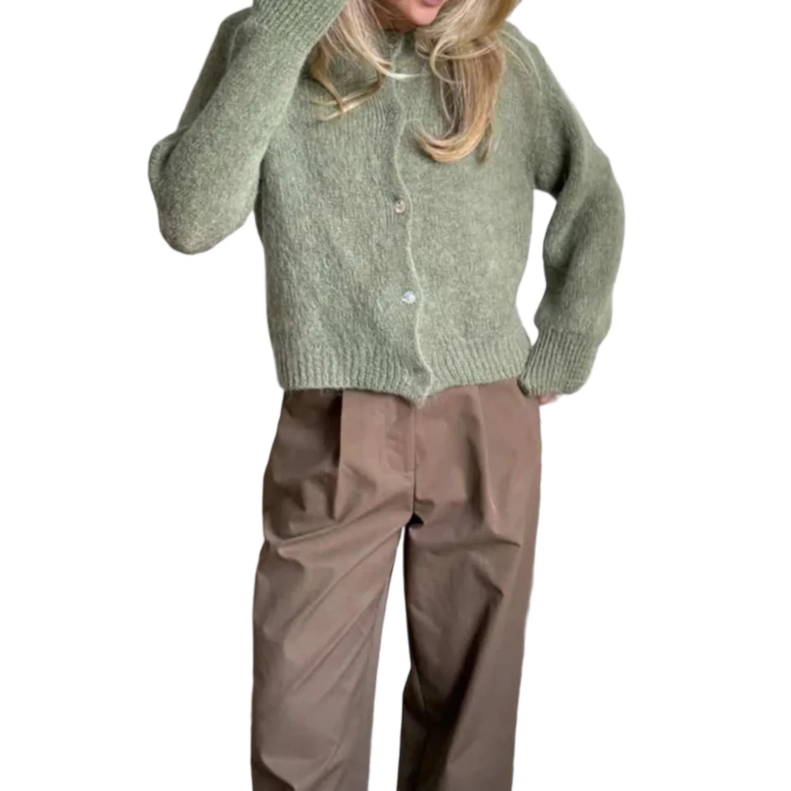 Fuzzy Button-Up Cardigan