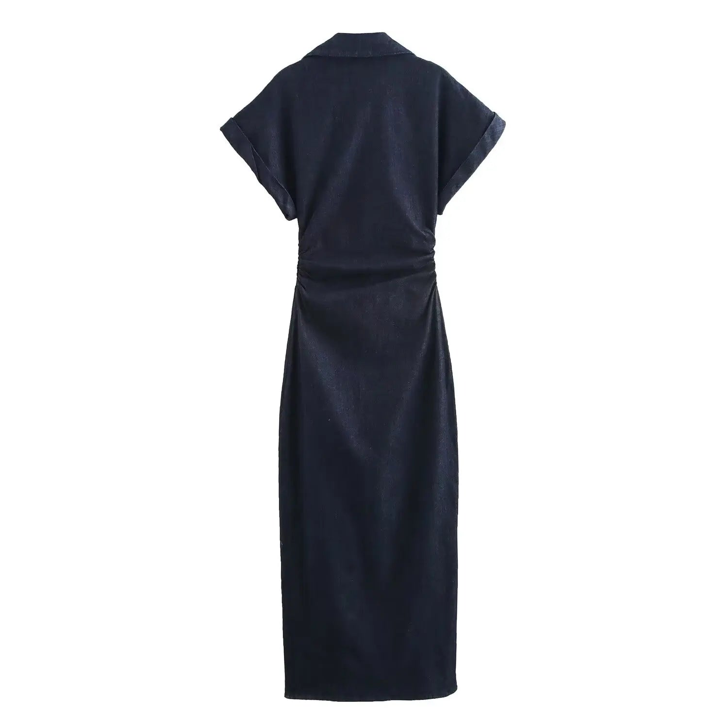 Button-Down Denim Midi Dress