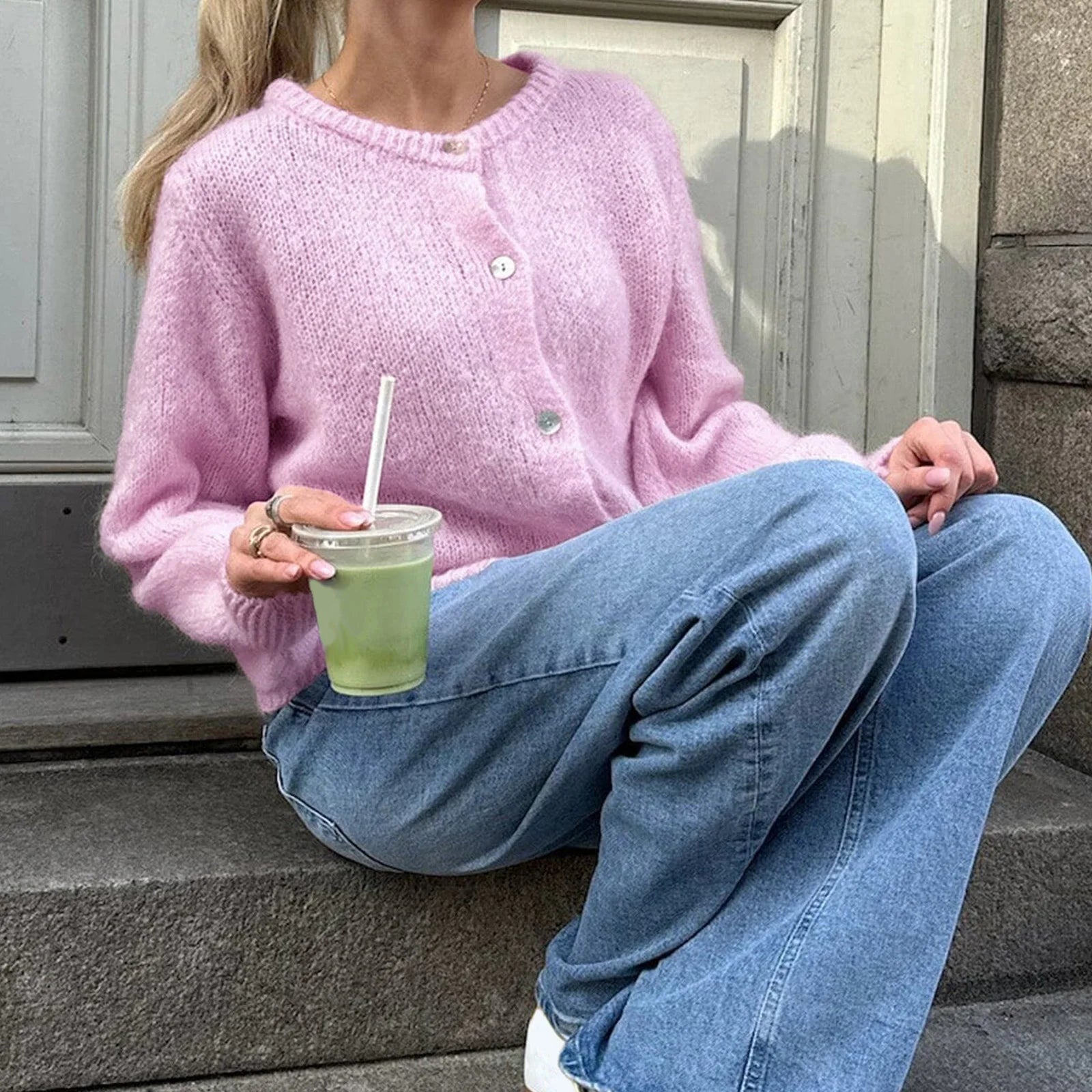 Fuzzy Button-Up Cardigan
