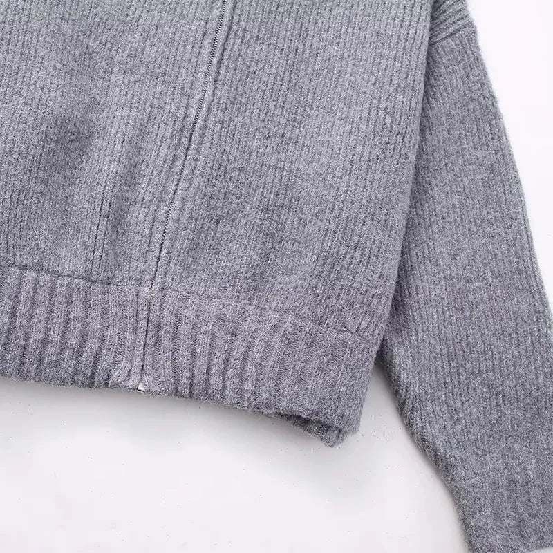 Zip-Up Chunky Knit Jacket