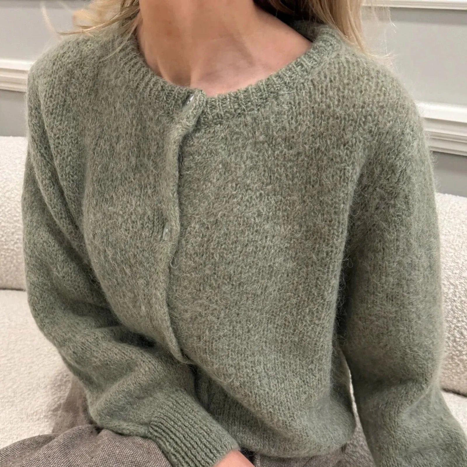 Fuzzy Button-Up Cardigan