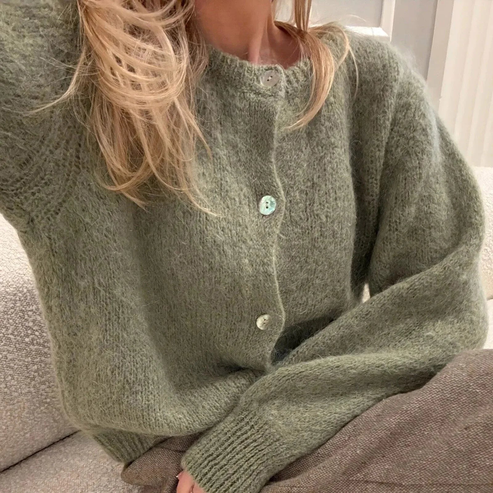 Fuzzy Button-Up Cardigan