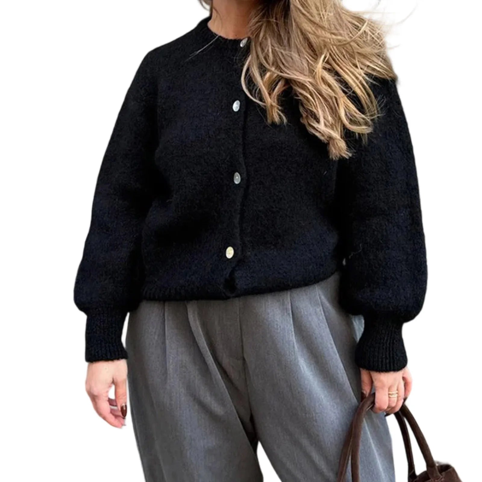 Fuzzy Button-Up Cardigan