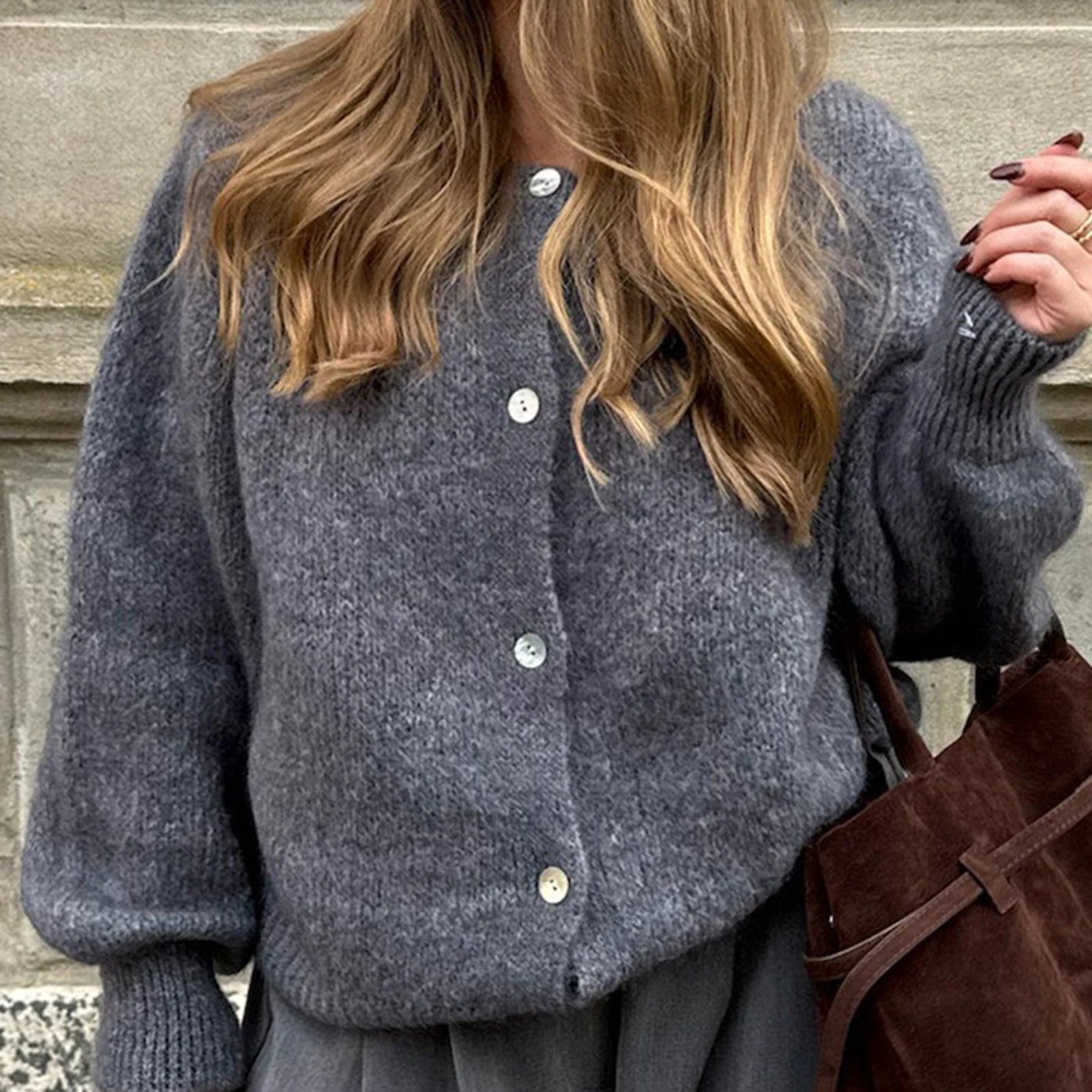 Fuzzy Button-Up Cardigan