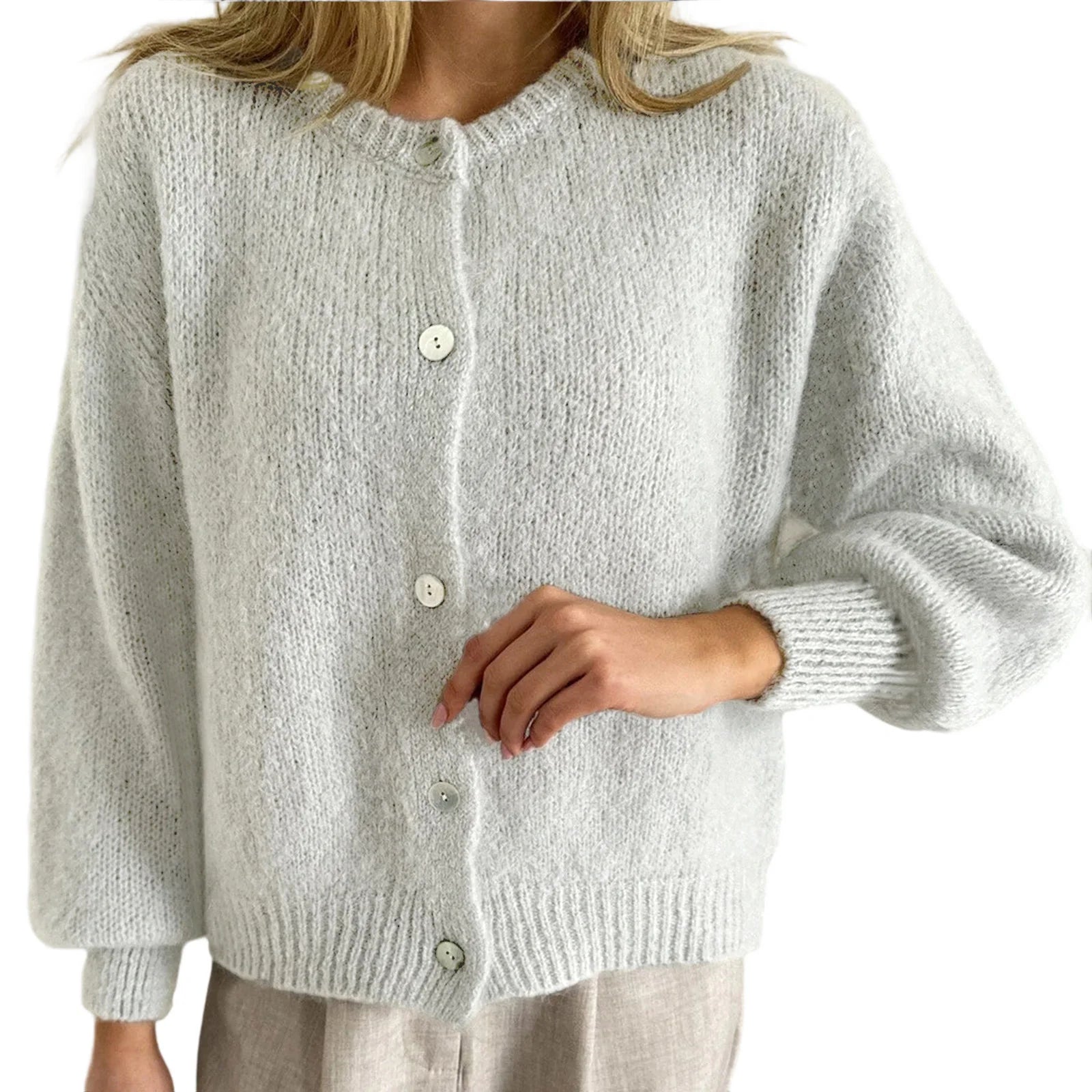 Fuzzy Button-Up Cardigan