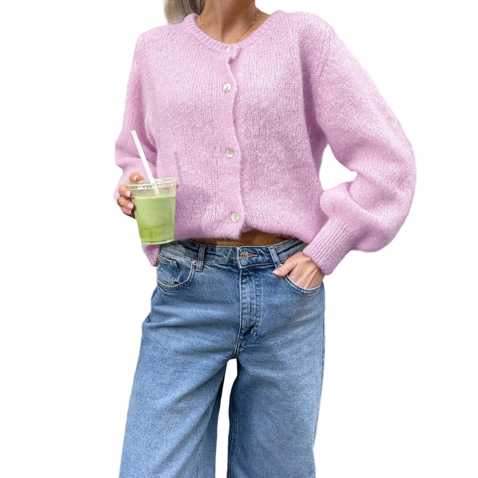 Fuzzy Button-Up Cardigan