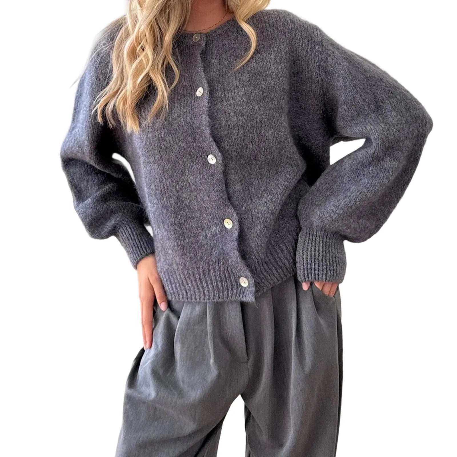 Fuzzy Button-Up Cardigan