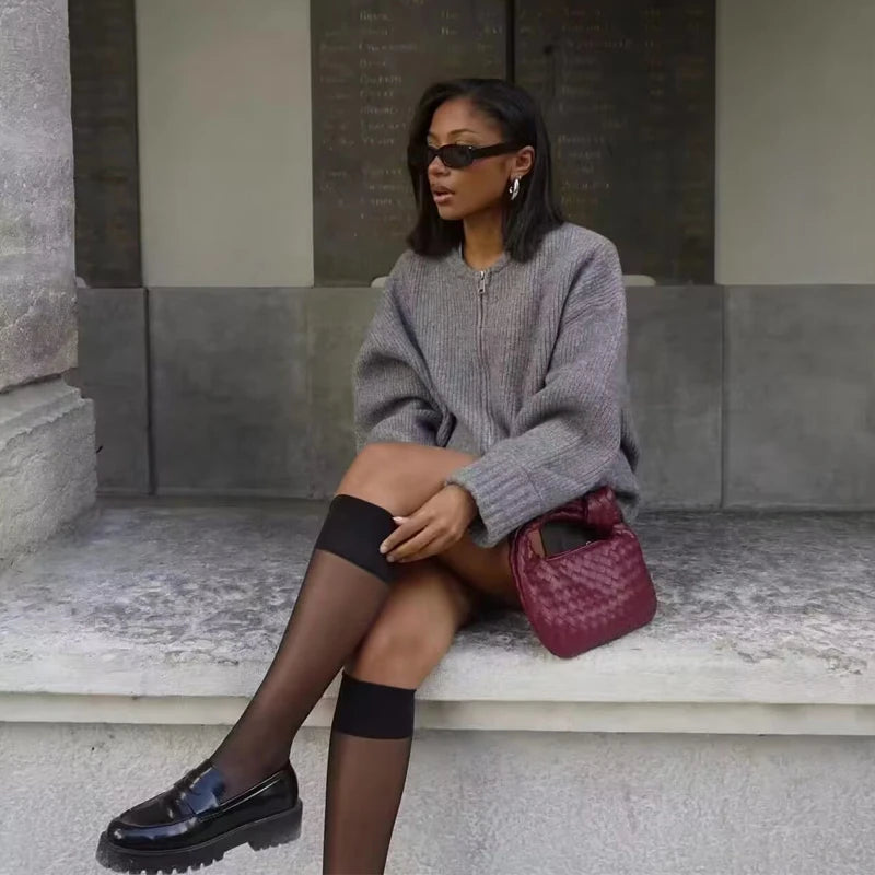 Zip-Up Chunky Knit Jacket