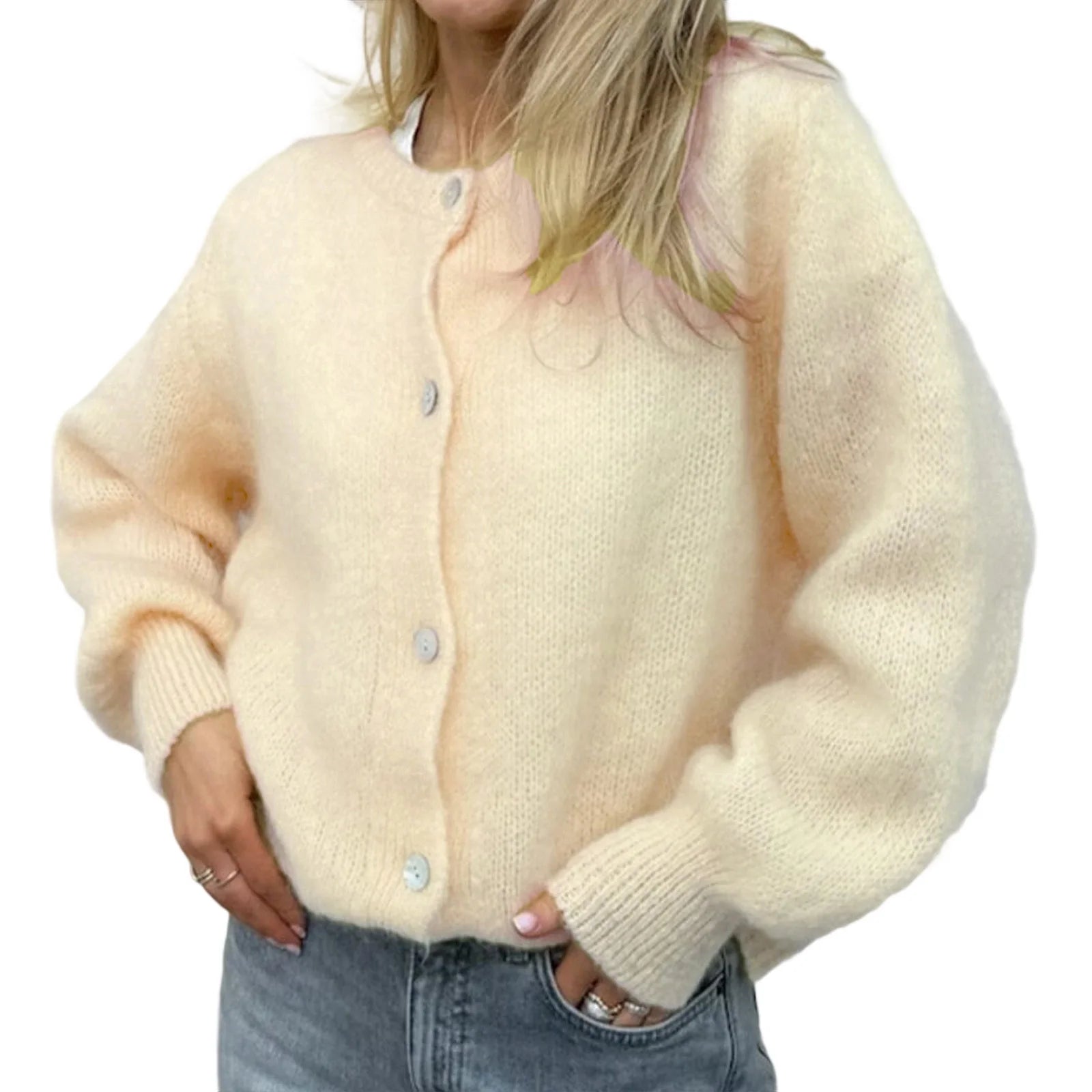 Fuzzy Button-Up Cardigan