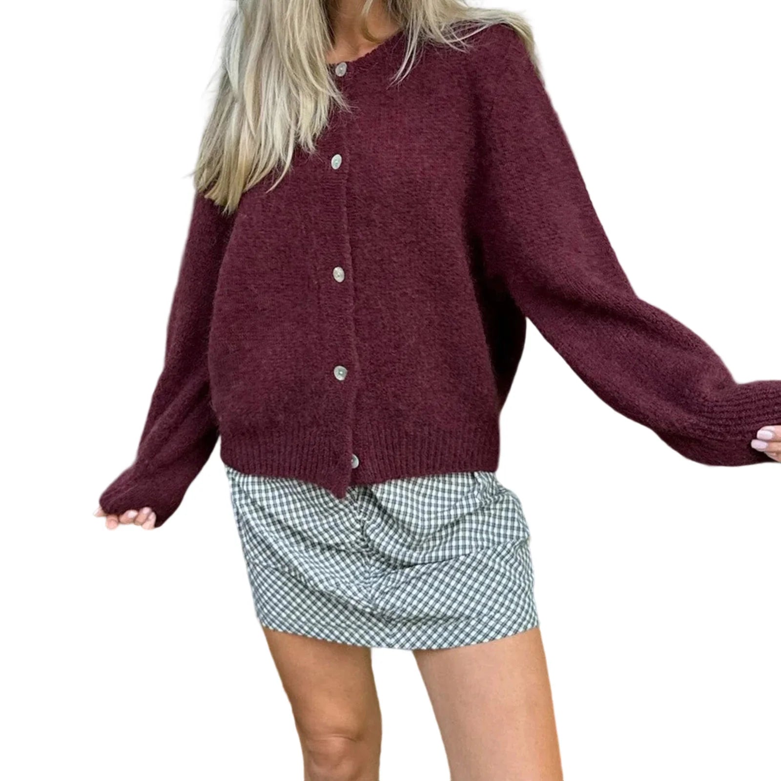 Fuzzy Button-Up Cardigan