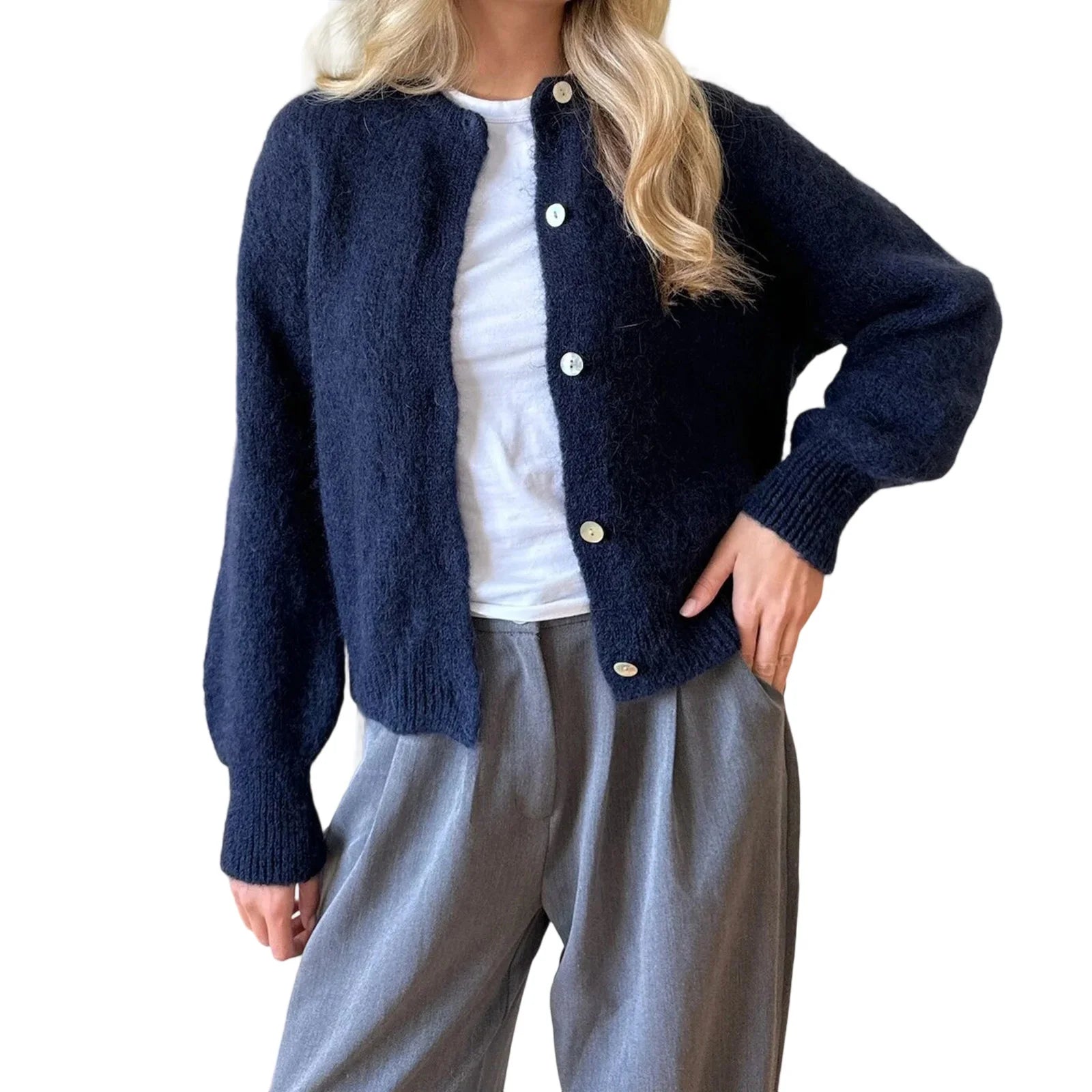 Fuzzy Button-Up Cardigan